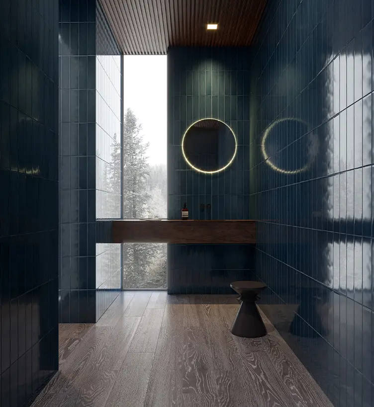 8 x 48 in / 20 x 120 cm Aspen Grey Ridge Matte Rectified Glazed Porcelain Tile