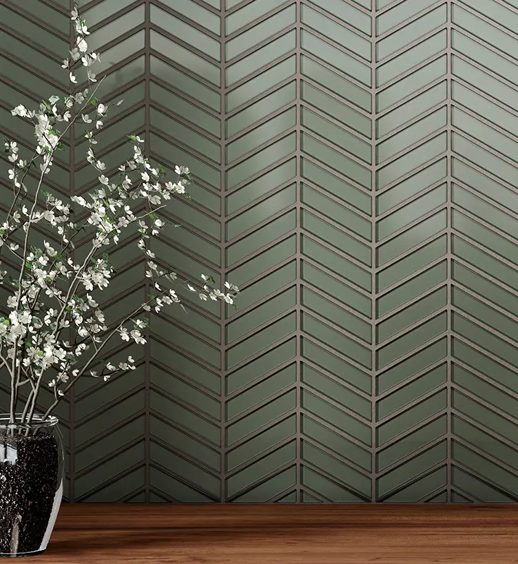 2 x 6 in / 5 x 15 cm Element Mist Brick Glossy Glass Mosaic