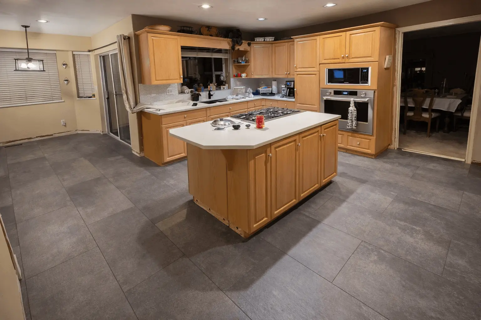 Adura Max vinyl tile kitchen flooring installed by TILEMART in Walnut Grove, Langley